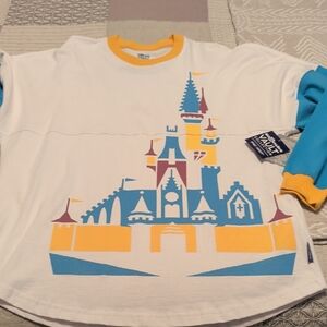 Disney Castle Long Sleeve Tee - White with Blue and Yellow